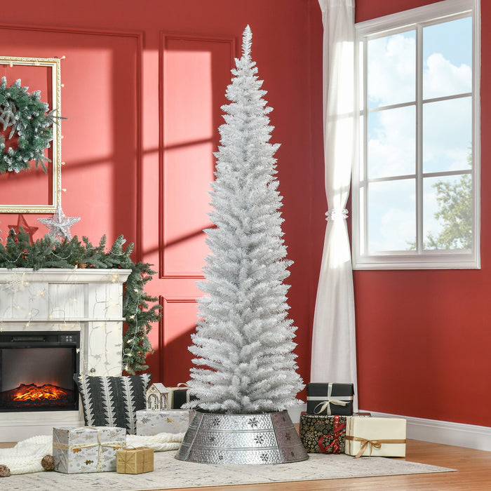 Homcom 7ft Pencil Artificial Christmas Tree With Realistic Branches