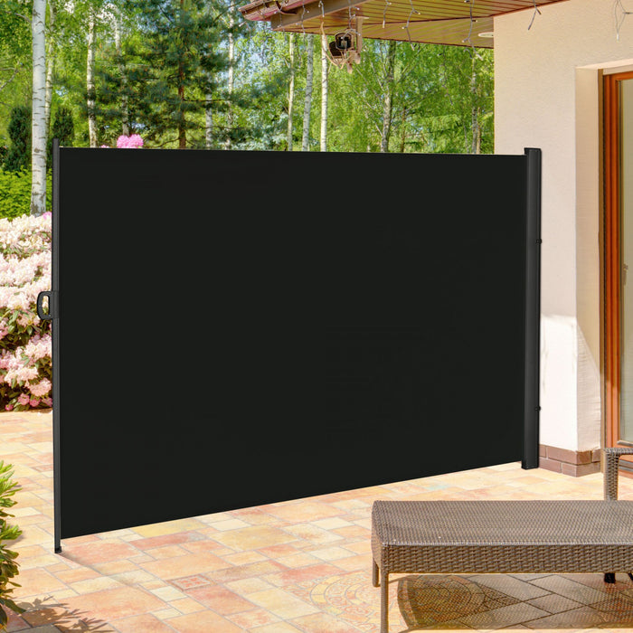Outsunny 118\" X 79\" Retractable Side Awning Patio Outdoor Folding Privacy Screen With Resistance To Uv Rays & Wind, Black