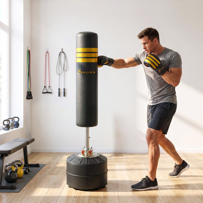Soozier 70\" Freestanding Punching Bag with 12 Suction Cups, Boxing Gloves