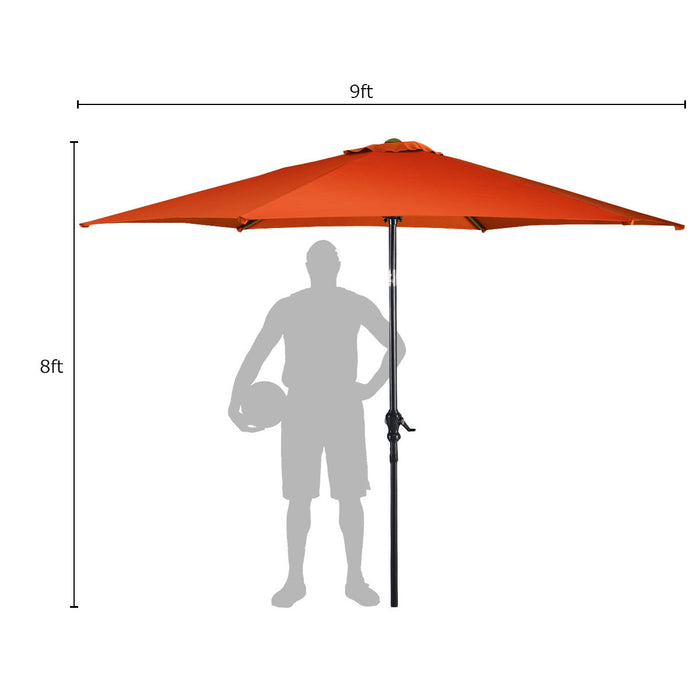 Costway 9FT Patio Umbrella Patio Market Steel Tilt W/ Crank Outdoor Yard Garden Orange