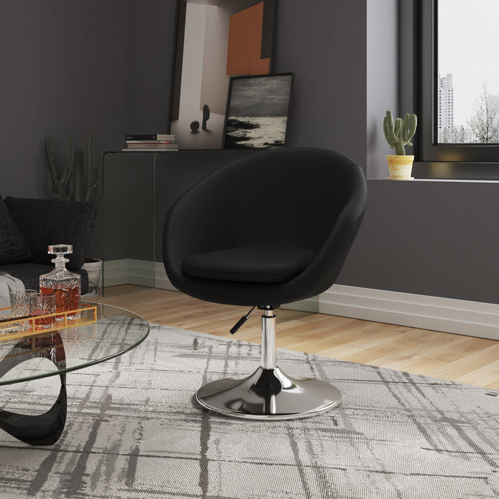Hopper Modern Upholstered Swivel Lounge Chair in Black - Set of 2 Accent Chair