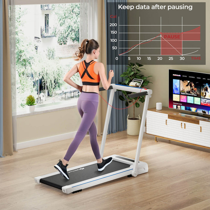 Goplus 2.25hp 3-in-1 Folding Treadmill W/table Speaker Remote Home Office White