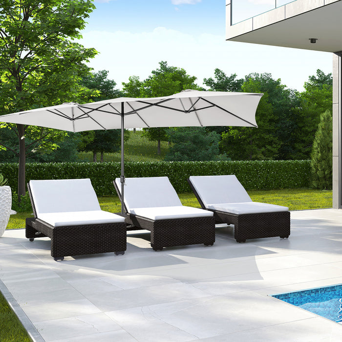 Costway 15FT Double-Sided Patio Market Umbrella Large Crank Handle Vented Outdoor Twin