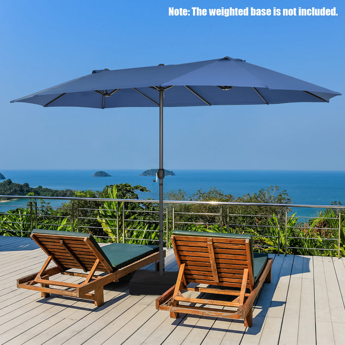 Costway 15FT Patio Double-Sided Umbrella Crank Outdoor Garden Market Sun Shade Navy