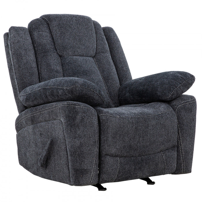 Renner 38 in. Upholstered Manual Rocker Recliner with Lever - Dark Grey