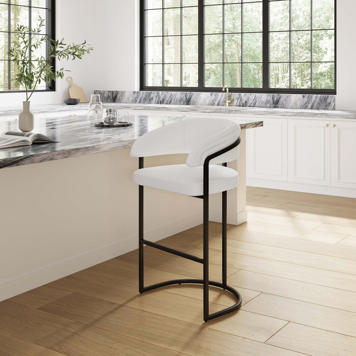 Augusta Modern Metal Upholstered Barstool in White