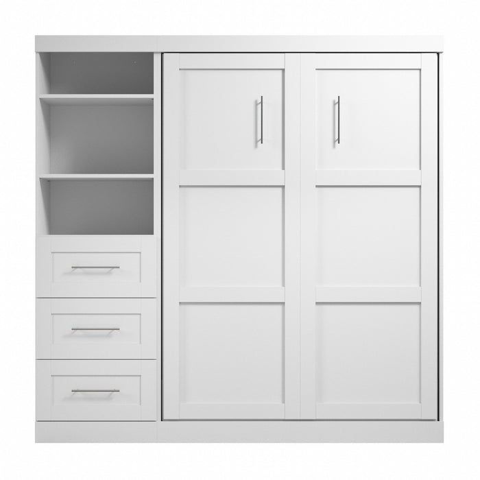 Bestar Pur Full Murphy Unit with Drawers 84-Inch Wall Bed - White