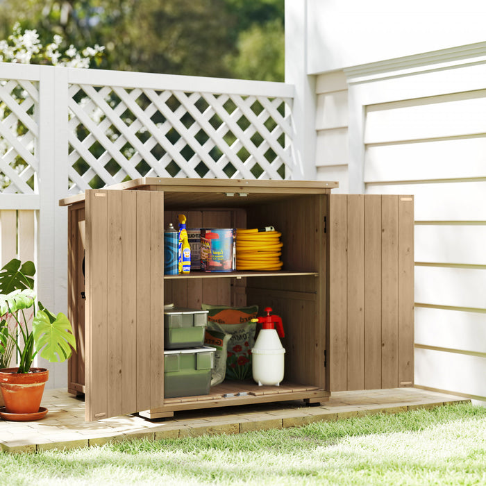 Outsunny Wood Outdoor Storage Cabinet Potting Shed with Adjustable Shelf
