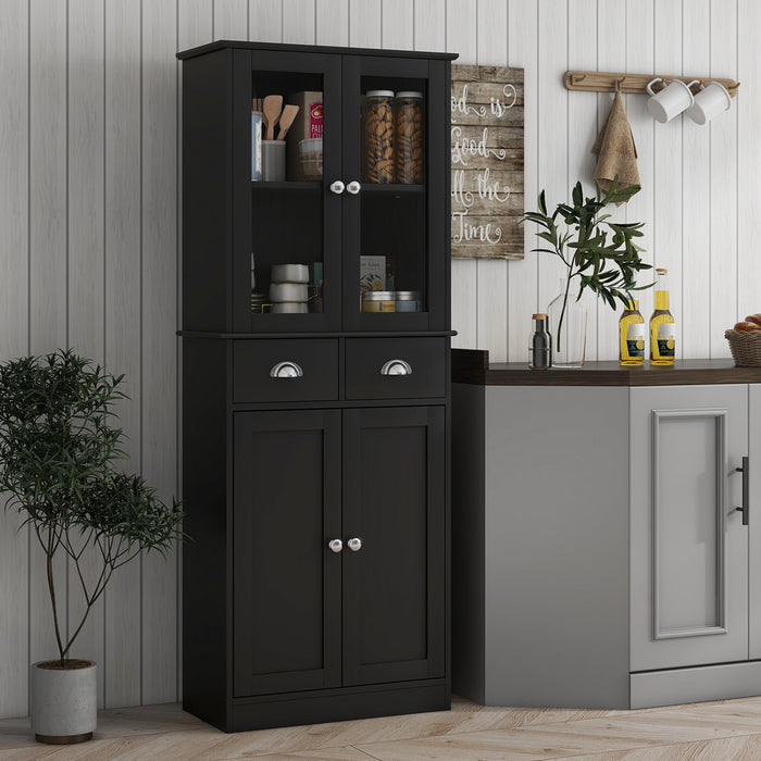 HOMCOM 61\" Kitchen Pantry Storage Cabinet w/ Shelves Soft Close Doors