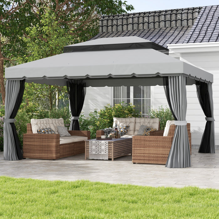 Outsunny 13' x 10' Outdoor Patio Gazebo Canopy, Light Grey