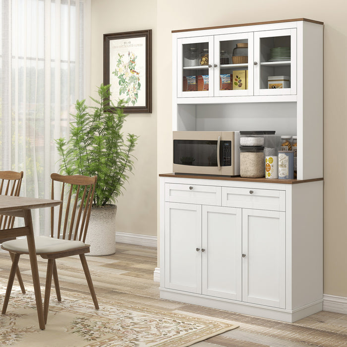HOMCOM 71\" Pantry Cabinet w/ Microwave Space Tall Kitchen Cabinet, White