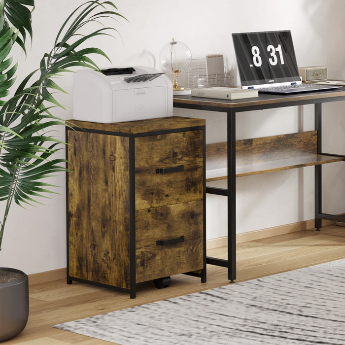 Vinsetto Vertical Office Filing Cabinet With 2 Drawer Organiser