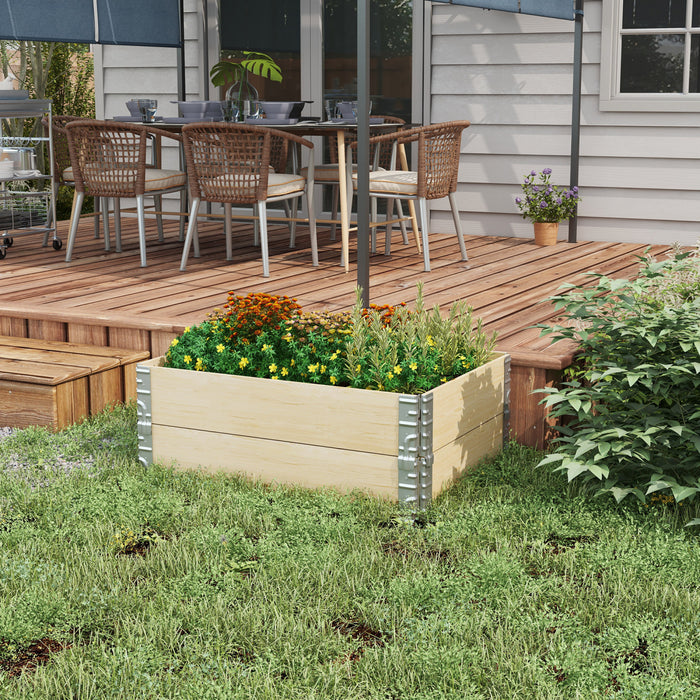 Outsunny Foldable Wooden Raised Garden Bed W/ Open Bottom Two-box