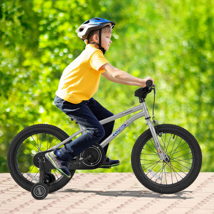 Costway 18-inch Kid's Bike For 4-8 Years Old With Adjustable Saddle & Anti-slip Handlebar Silver