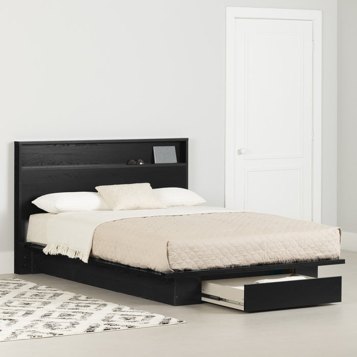 Primo Full Platform Bed And Headboard Set - Black Oak 