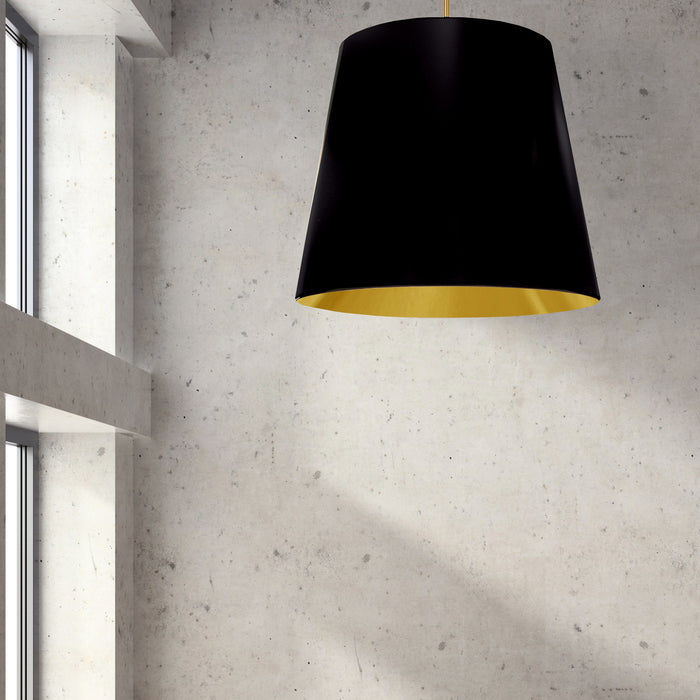 Dainolite Oversized Drum 1 Light Pendant tapered Drum XLarge Black/Gold Shade Lamp