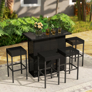 Outsunny 5 Pieces Patio Bar Set, Black