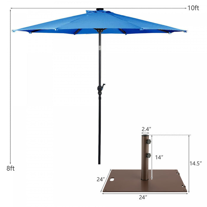 Costway 10ft Solar Lights Patio Umbrella Outdoor W/ 50 LBS Movable Umbrella Stand