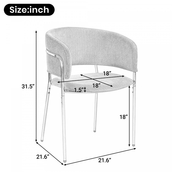 Ethan Set of 6 Modern Corduroy Upholstery Side Chair with Angled Legs and Adjustable Feet,Green Dining Chair