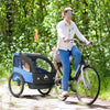 Aosom 2-Seat Bike Trailer for Kids, Baby Bicycle Trailer with Storage Bag, 5-Point Harness, 20" Rubber Wheels, Safety Flag, Reflectors, Shock Absorber System, for 18+ Months, Blue