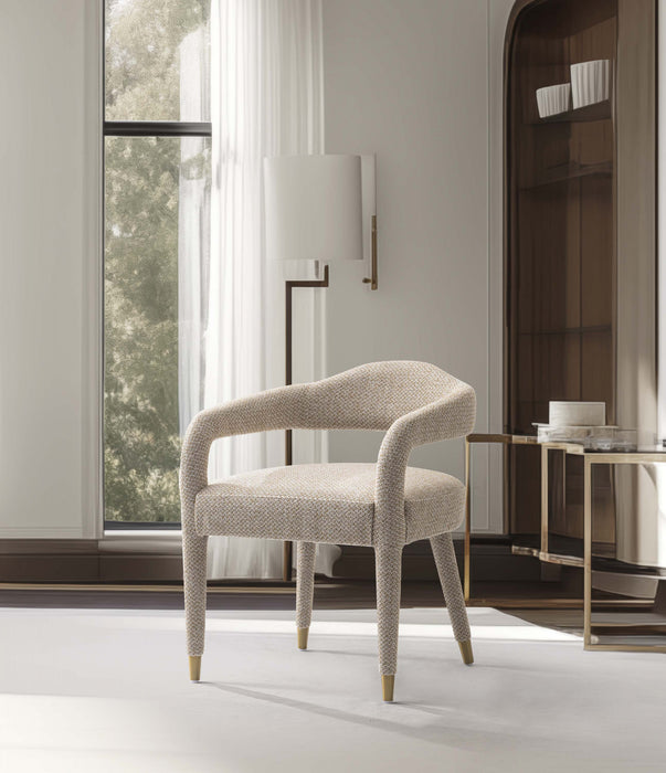 Aspen Mid-Century Modern Upholstered Tweed Armchair in Gold Dust