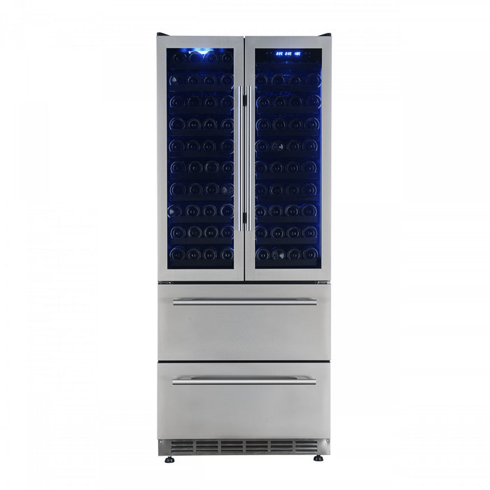 Forno Campania 32\" Wine Cooler, Stainless Steel, Dual Wine Zones,17.7 cu.ft - FWCDR6635-32S