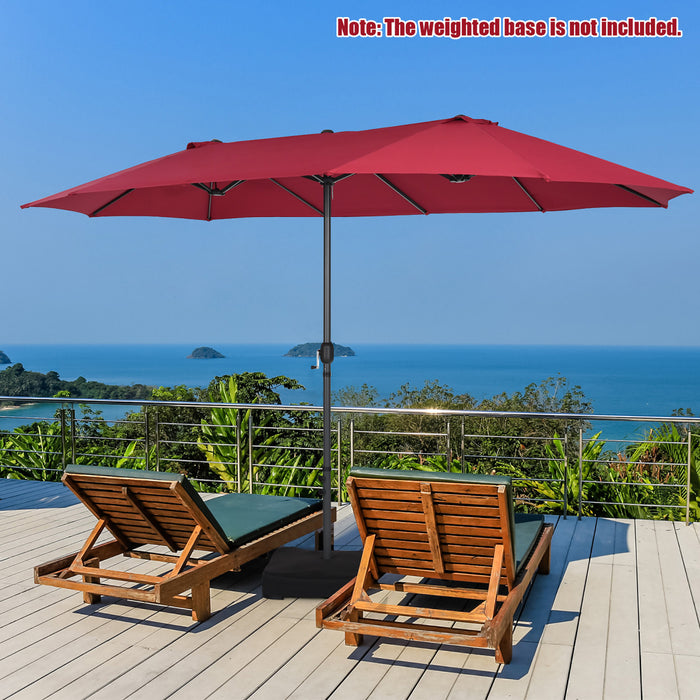 Costway 15FT Patio Double-Sided Umbrella Crank Outdoor Garden Market Sun Shade Wine