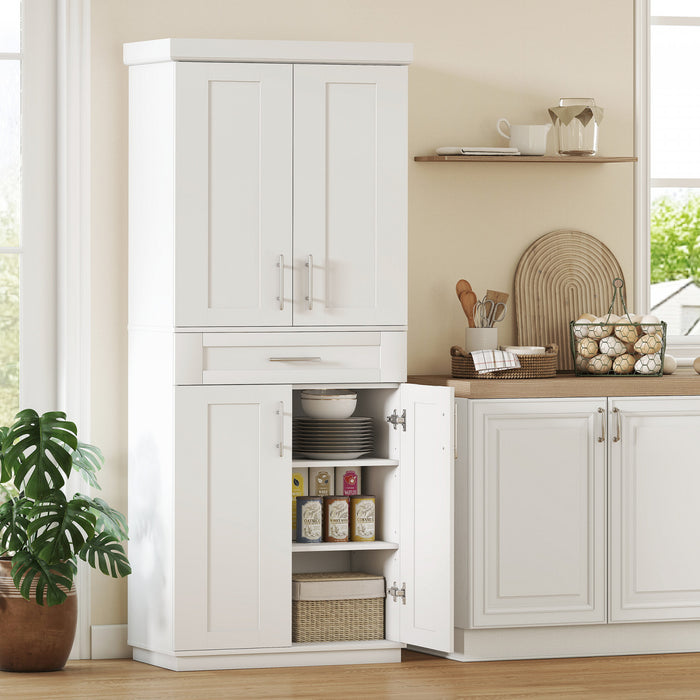 HOMCOM Modern Kitchen Pantry with Shelves, White