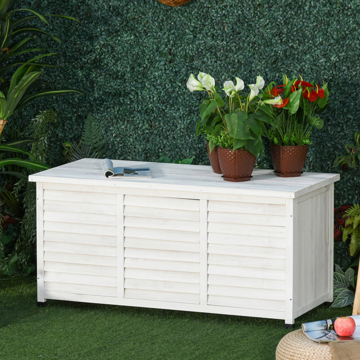 Outsunny Wooden Deck Box Outdoor Storage Container With Aerating Gap White