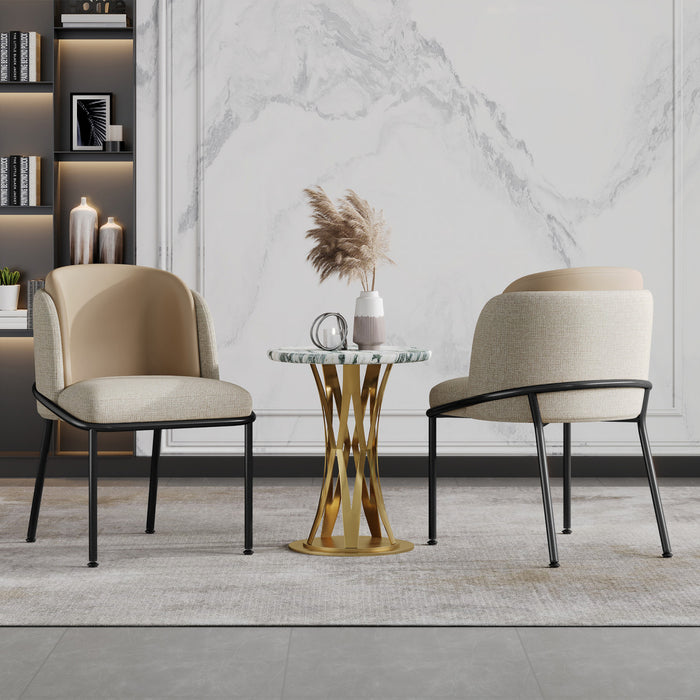 Olivia Set of 2 Modern Dining Chair with Slanted Legs and Adjustable Feet,Beige