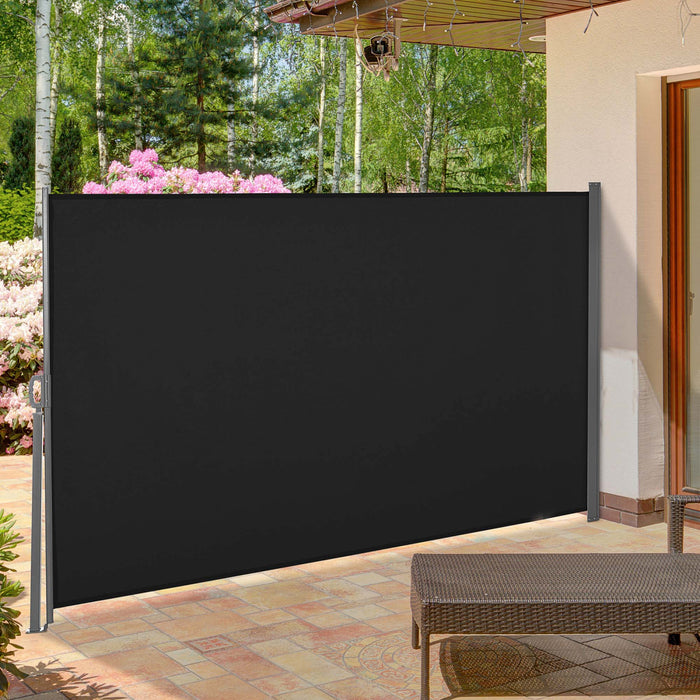 Outsunny 118\" X 63\" Retractable Side Awning Patio Outdoor Folding Privacy Screen With Resistance To Uv Rays & Wind, Black