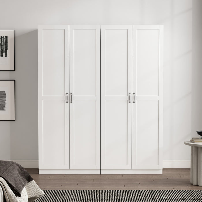 Cornelia Modern 30\" Storage Cabinet in White (4-Shelf) - Set of 2 Bookcase