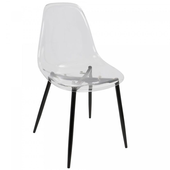 LumiSource Clara Black Clear Mid-Century Modern Dining Accent Chair - Set of 2