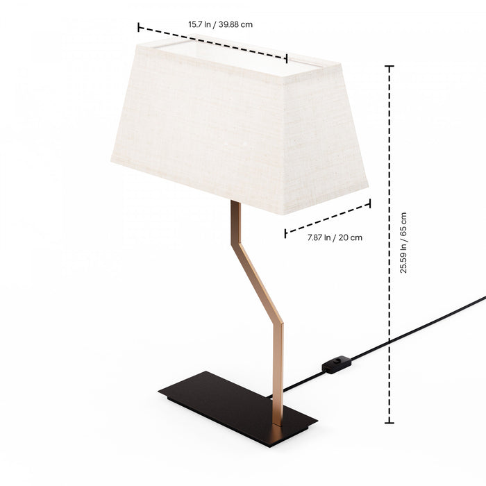 25\" Gold Angled Brass Table Lamp with Textured Shade