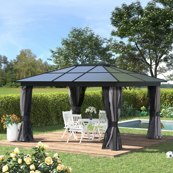 Outsunny 12' x 15' Hardtop Gazebo with Polycarbonate Roof, Aluminum Frame
