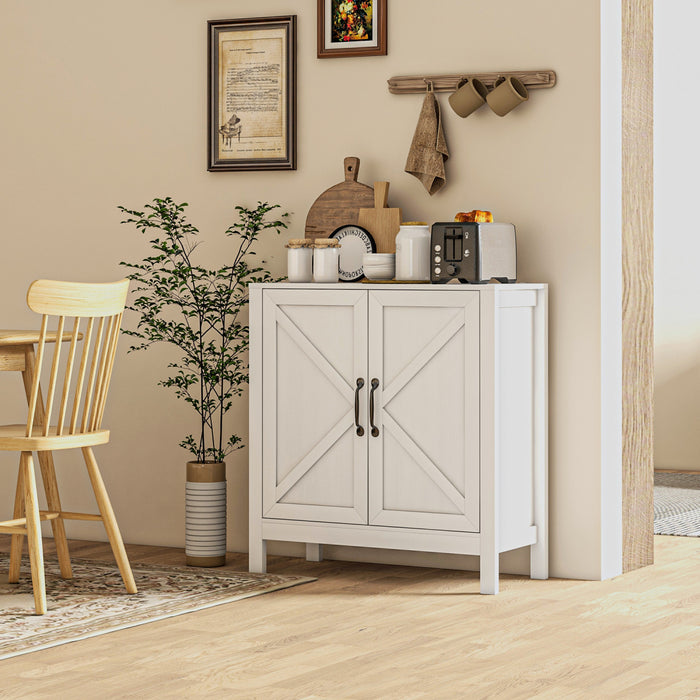 HOMCOM Storage Cabinet, Buffet Sideboard with Adjustable Shelf, White
