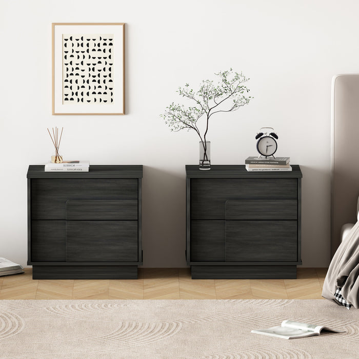 Horizon Modern 22\" Nightstand in Charcoal Gray (2-Drawer) - Set of 2