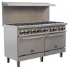 FORNO Commerciale 60 Inch Stainless Steel Gas Range, 10 Burners, 300,000 BTU Total - FCMGR0093-60 | Cuisiniere a gaz Commerciale en acier inoxydable de 60 po, 10 bruleurs, 300 000 BTU – FCMGR0093-60