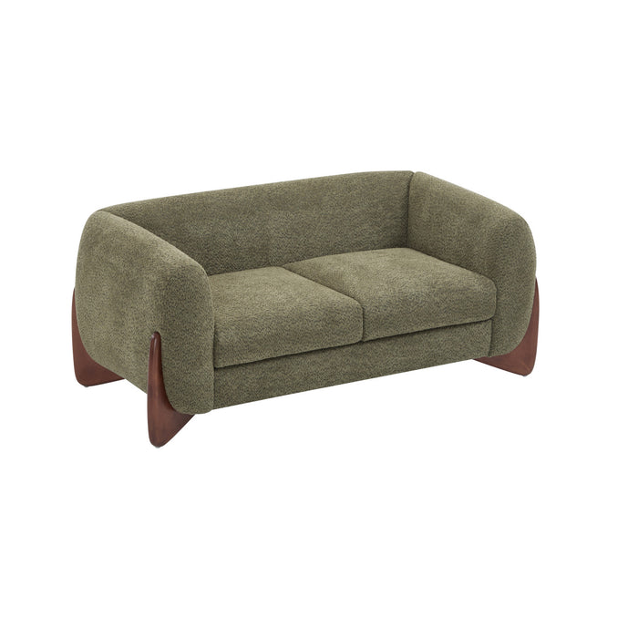 Lillian Solid Wood Modern Boucle Upholstered Loveseat Comfort Seating,Green