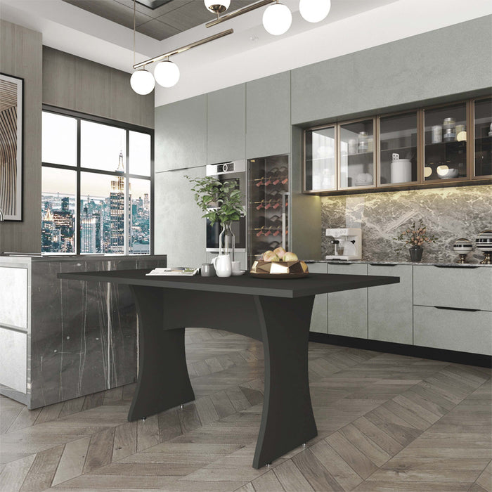 Coney Mid-Century Modern 53\" Dining Table in Charcoal Gray