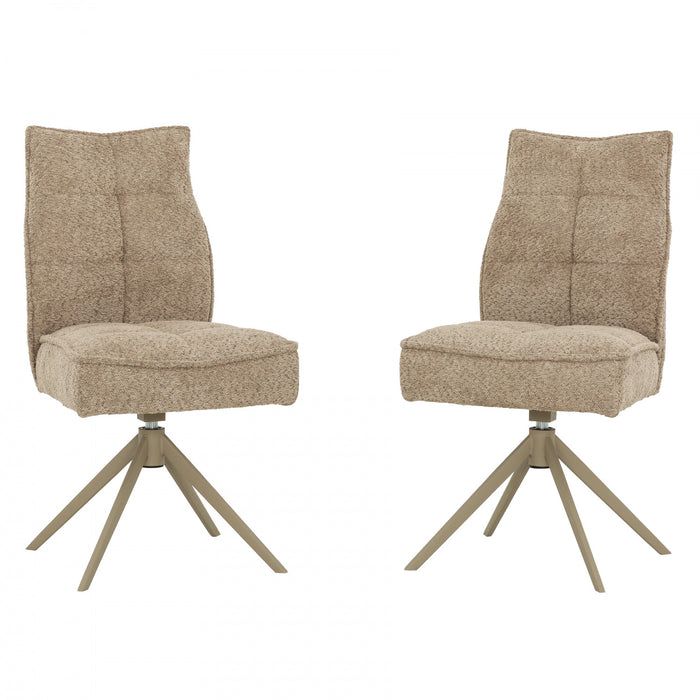Elowen Taupe Upholstered Swivel Dining Chair (Set of 2)