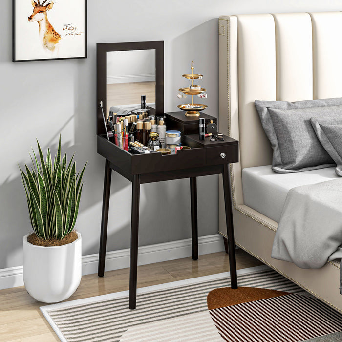 HOMCOM Modern Vanity Desk with Flip-up Mirror and 2 Drawers for Bedroom