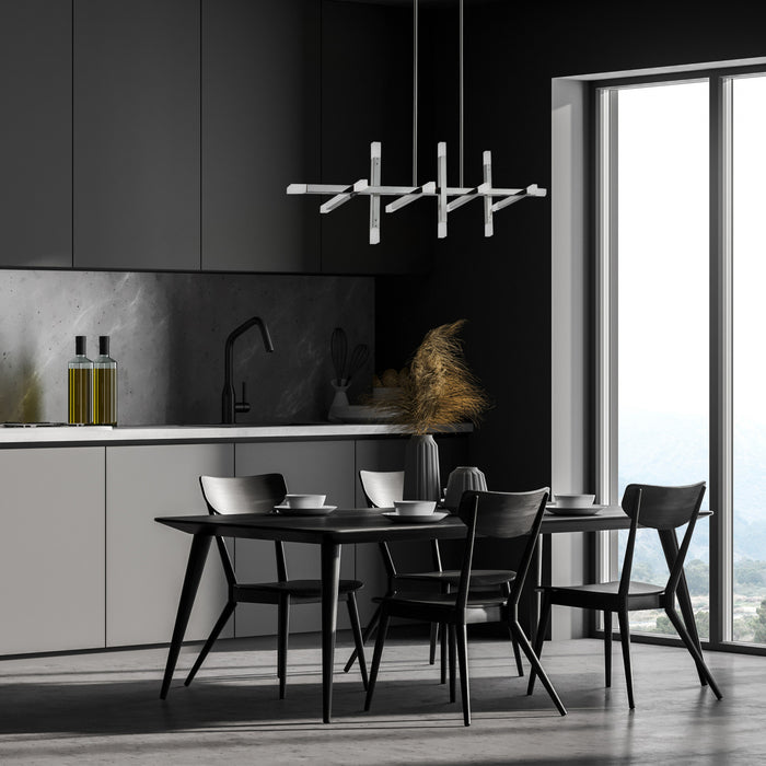 Dainolite Acasia Horizontal Chandelier 48w Polished Chrome Frosted Acrylic Diffuser Lamp
