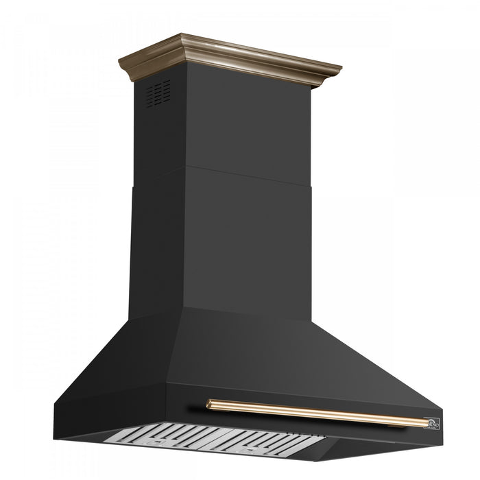 Forno Aria 36 Inch Wall-Mounted Black Range Hood-FRHWM5095-36BLK