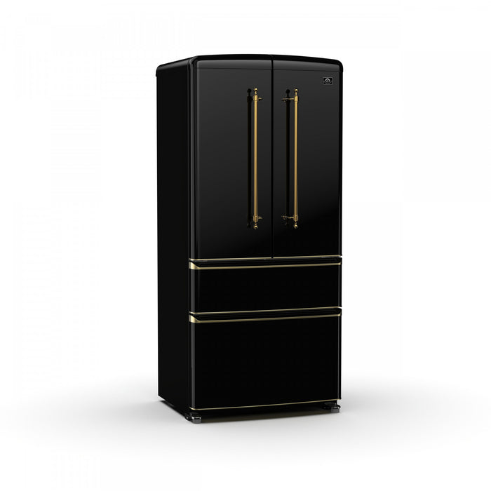Forno Luigi 33 Inch Black French Door Refrigerator, 18 cu.ft. - FFFFD1791-33BLK