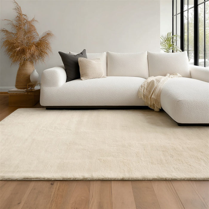 Argo Plush & Shags Cream Washable Rug 6'7\" x 9'0\" Indoor Area Rug