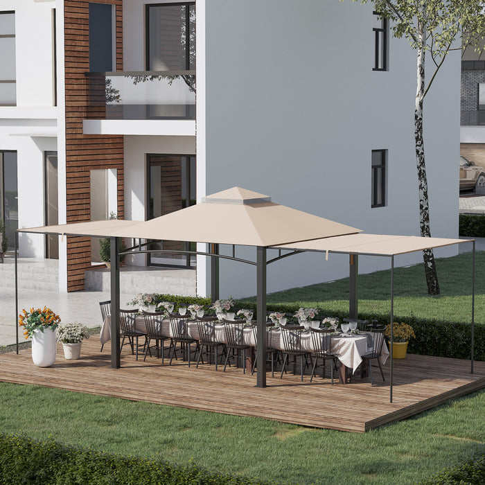 Outsunny 10' X 10' Outdoor Gazebo With Adjustable Dual Canopy, Double roof Gazebo Canopy, Three Sizes, For garden, patio, backyard, Deck, Porch