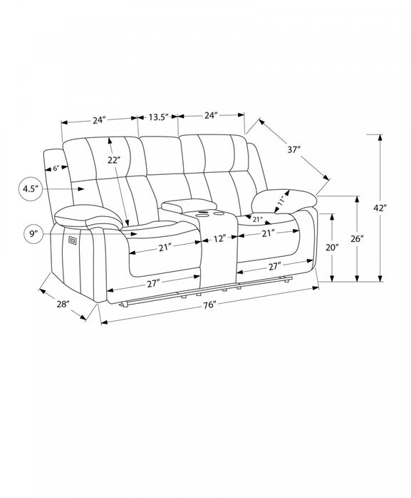 2-Seater Power Reclining Upholstered Love Seat, 63\" Wide, Beige Fabric, Transitional Recliner