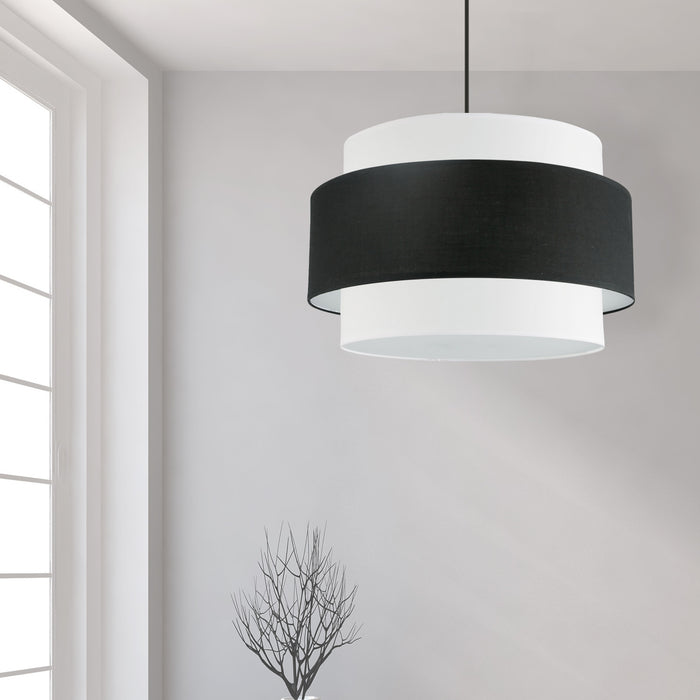 Dainolite Priya 4 Light Chandelier Small Matte Black Black/White Shade Lamp