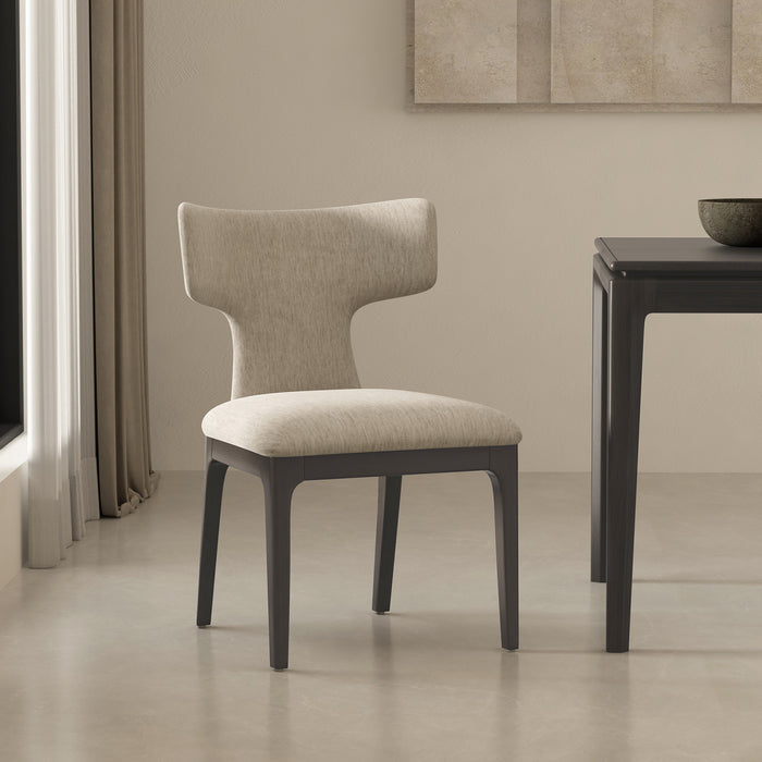 Eloria Mid-Century Modern Chenille Wood Side Chair in Taupe - Set of 2